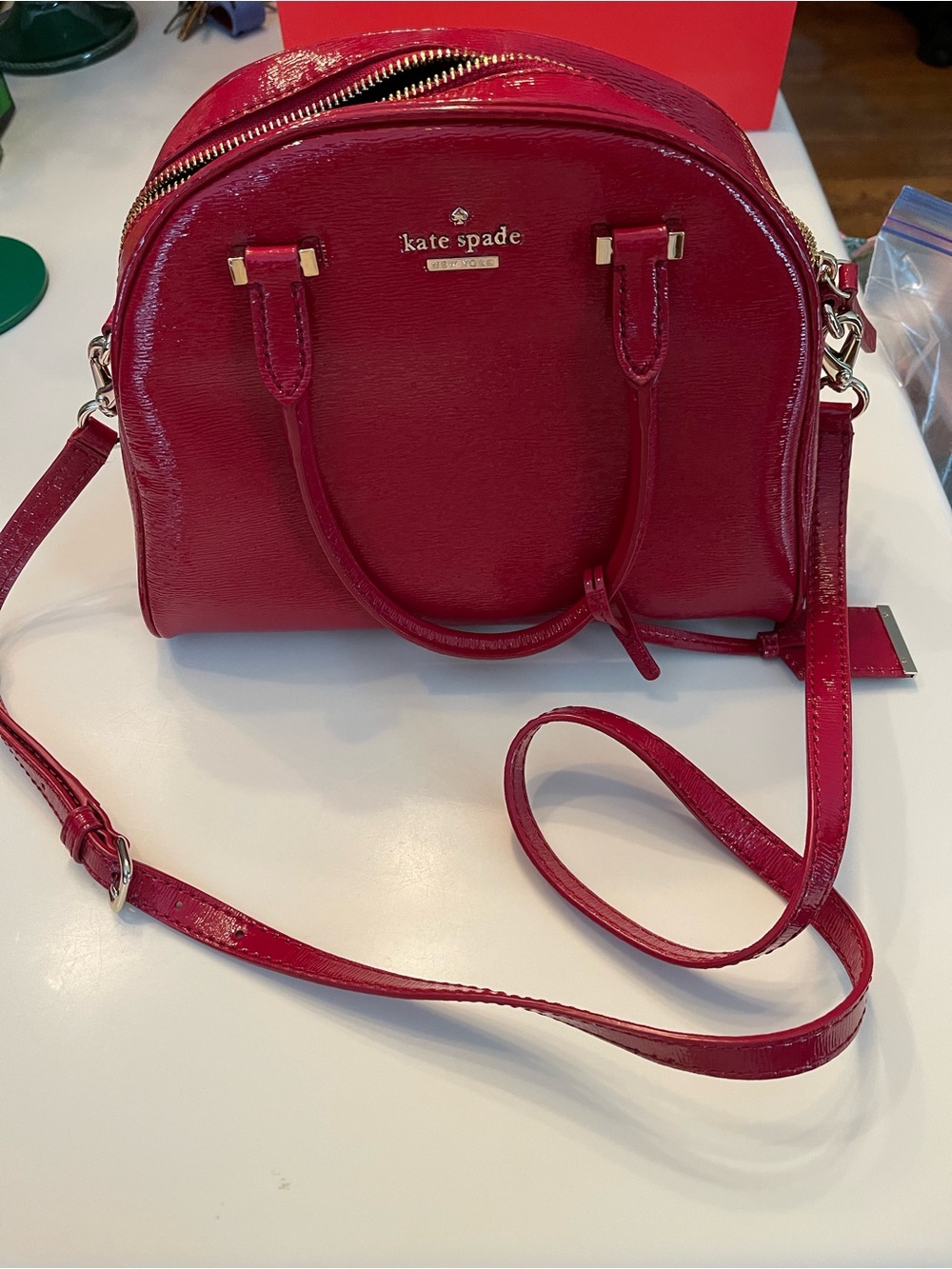 kate spade Red Patent Leather Crossbody Dome Bag